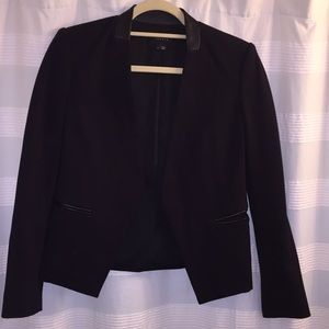 Theory Black Lanai Leather Trimmed Blazer